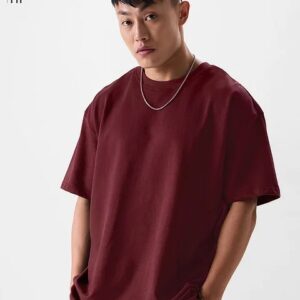 Men Drop Shoulder Oversized T-Shirt (Maroon)