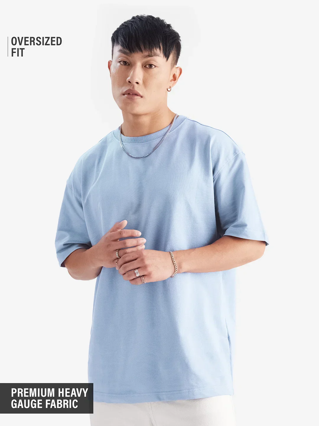Men Drop Shoulder Oversized T-Shirt (Sky Blue)