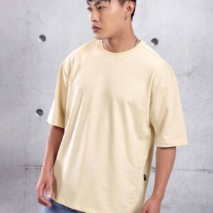 Men Drop Shoulder Oversized T-Shirt (Cream)