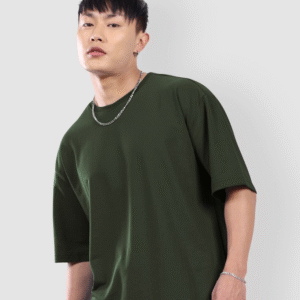 Men Drop Shoulder Oversized T-Shirt (Olive Green)